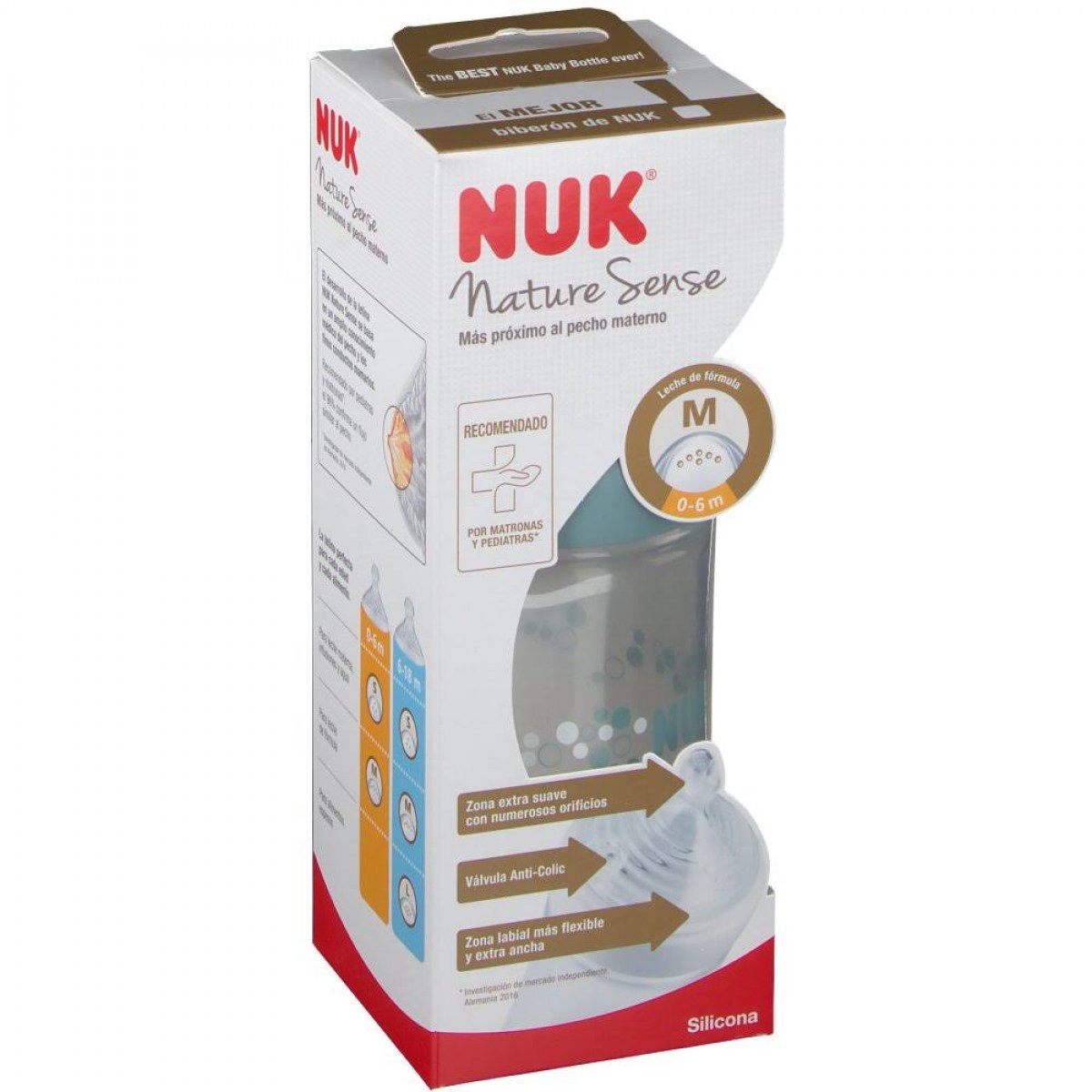 nuk biberon nature sense silicona 1m 260 ml